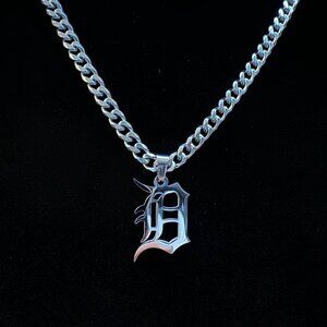 Silver Detroit Tigers 5mm Cuban Chain - 22 Inch Chain - MLB - Christmas Gifts